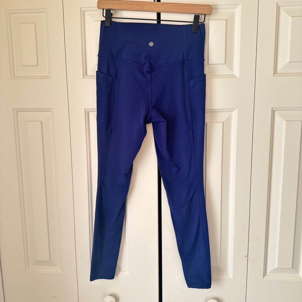 Athleta Salutation Stash Tight Blue High Rise Leggings Womens Small S P Pocket
